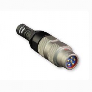 Connector, Inline Audio Receptacle with With Wire Strain Relief, 6 Way, Solder